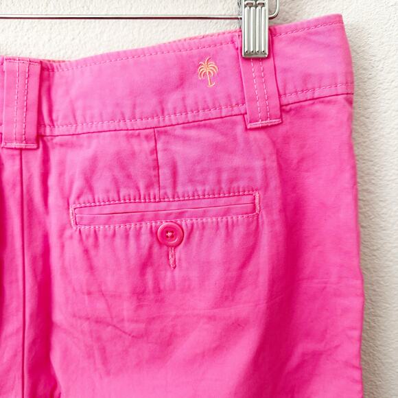 LILLY PULITZER | Hot Bright Pink Chino Shorts Board 9.5" Inseam Bermuda | Size 8 - Picture 4 of 6